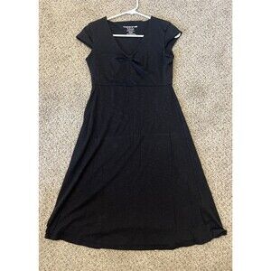 TOAD and CO Women's Fancy Black Midi Dress Organic Cotton Blend Size Extra Small